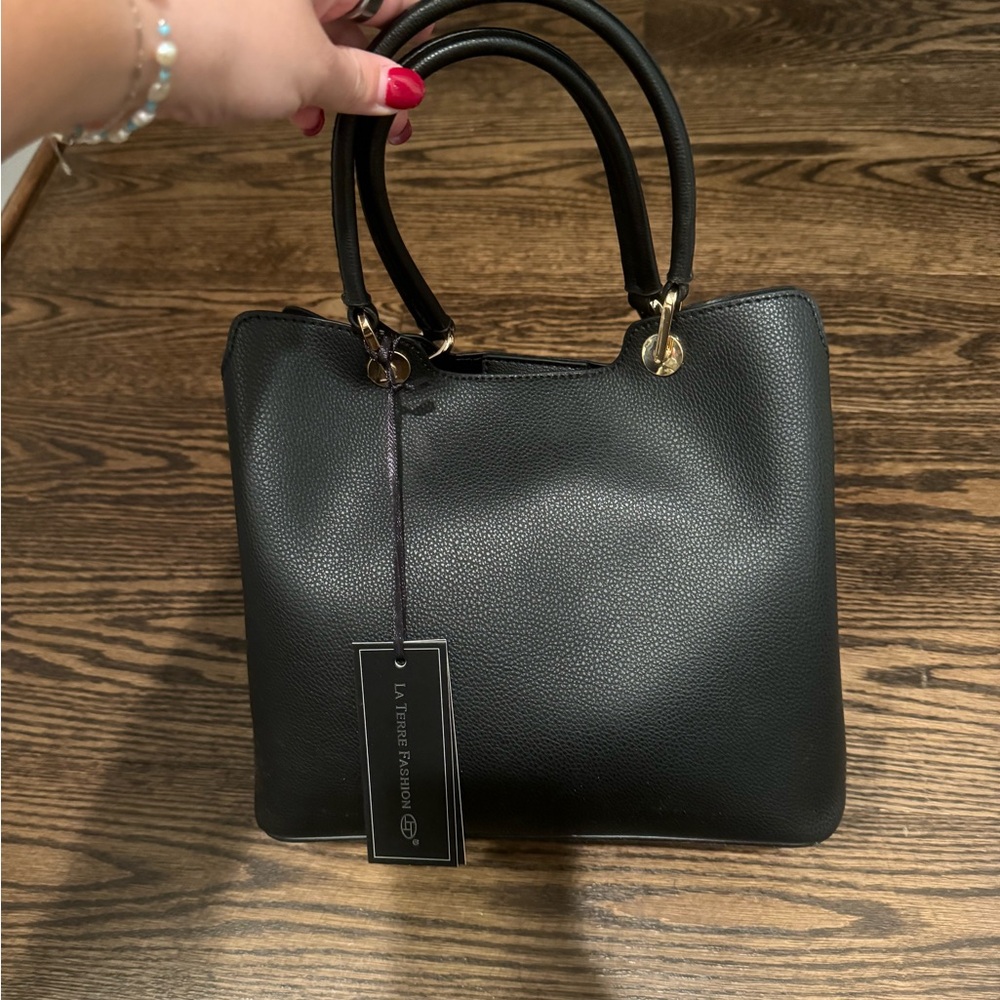 Black Mini Tote Bag with Crossbody